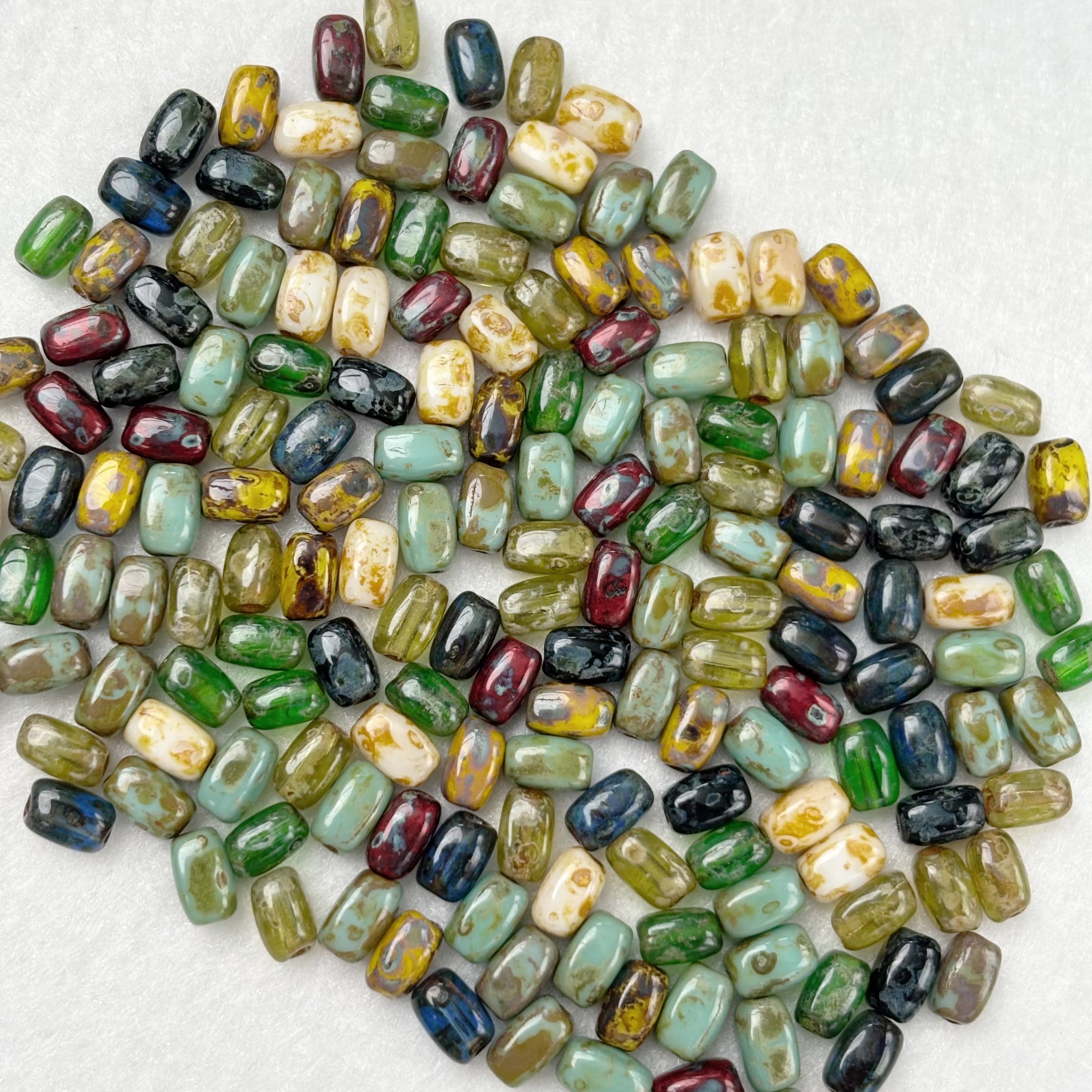 (CZ4) 4mm Small Rectangle Picasso Czech Glass Beads Mixed Color  Beads For DIY Jewelry Making