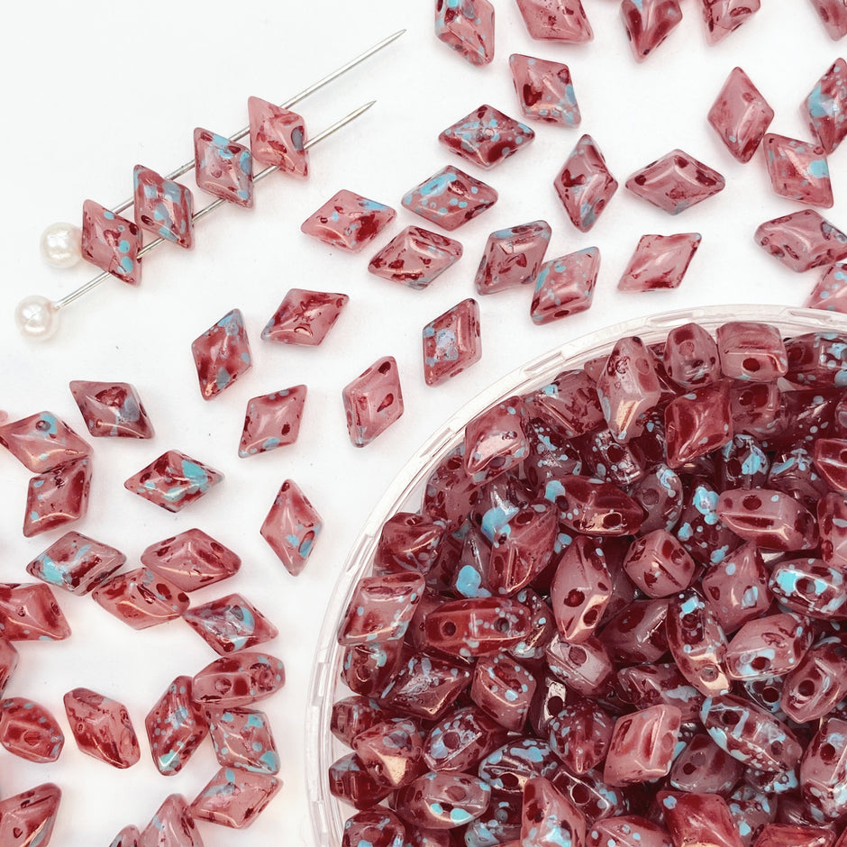 Picasso 2-hole Diamond-Duo Glass Beads For Jewelry Making