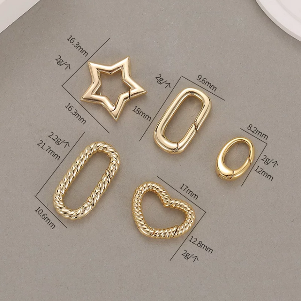 Assorted Shape Lobster Snap Hooks - Unique Metal Spring Clasps for DIY Jewelry & Keychains