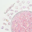 (T20) 6mm Pink AB Faceted Glass Beads - Spiral Twist Rectangle Beads for Crafts