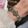 Vintage Verdigris Ghost Green CZ Paved Bracelet - Picasso Bicone Czech Glass & Antique Bronze Seed Bead Jewelry