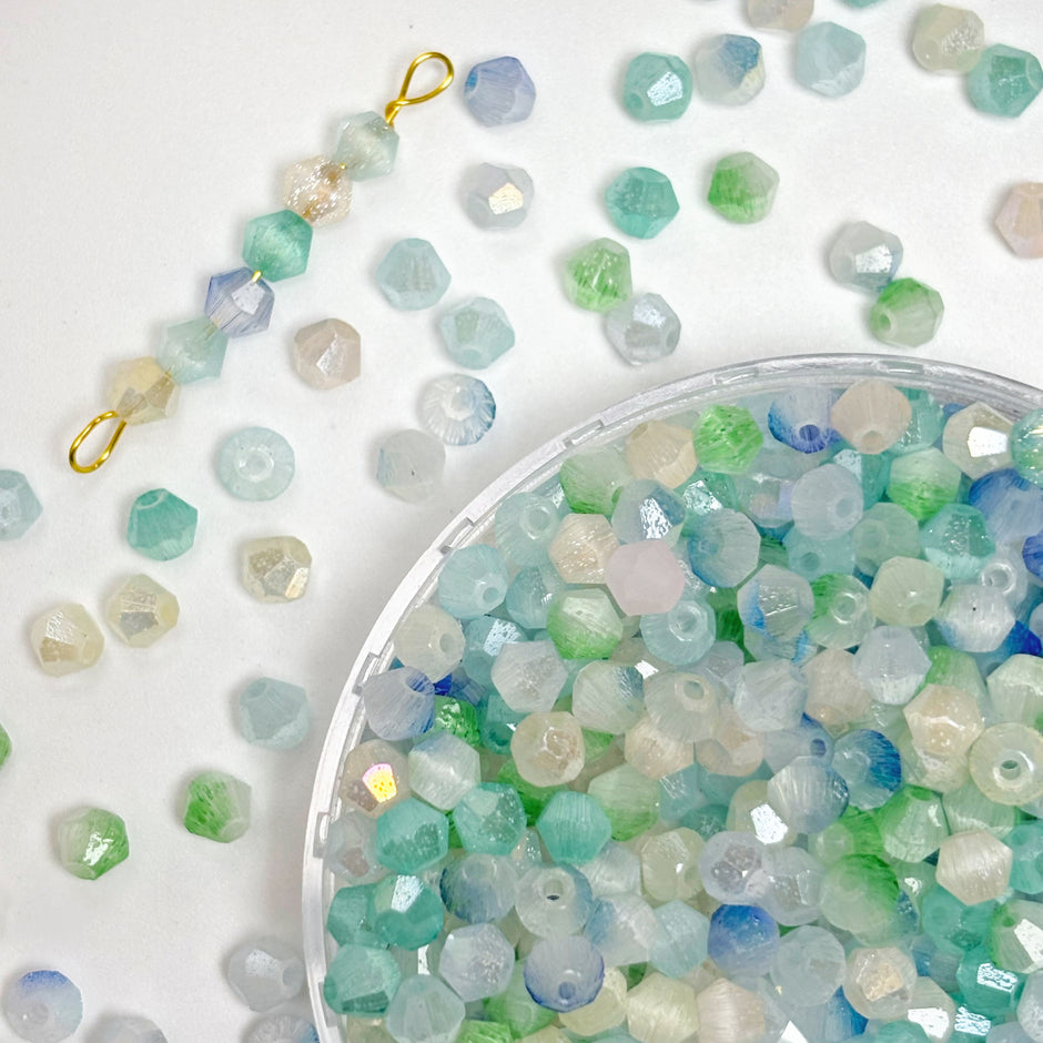 (H6) Mixed 4mm Luxury Bicone Shiny Cat Eye Customized Colour Glass Beads – Faceted Beads for Fine Jewelry Crafting