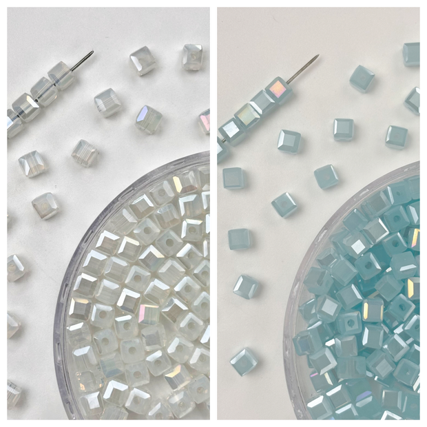 4mm Square Crystal Glass Beads with Regular Hole - Craft Beads for Jewelry DIY