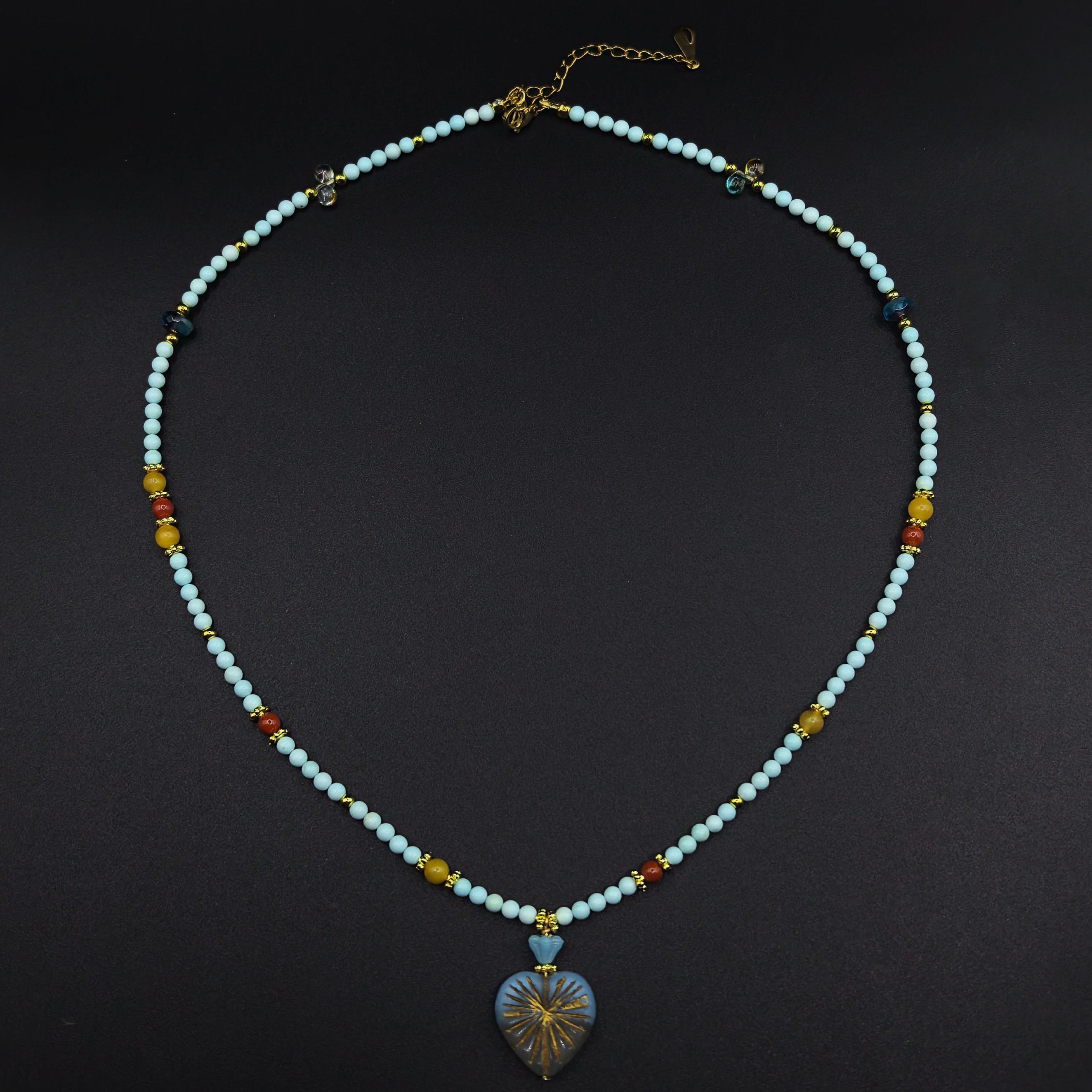 (N29) Monet's Water Lily Handmade Czech Glass Necklace