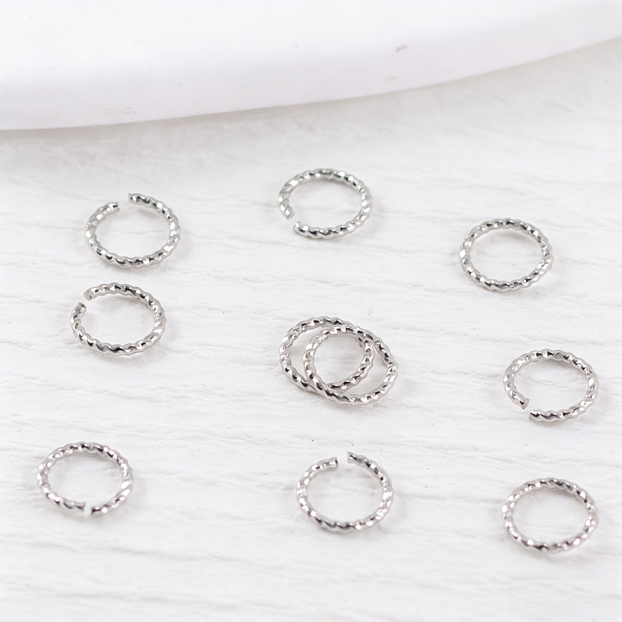 (JF11) Twisted Open Jump Rings - 18K Real Gold Color Retention Textured Connectors