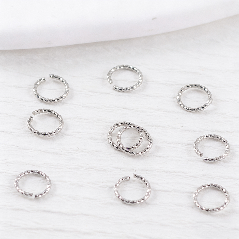 (JF11) Twisted Open Jump Rings - 18K Real Gold Color Retention Textured Connectors