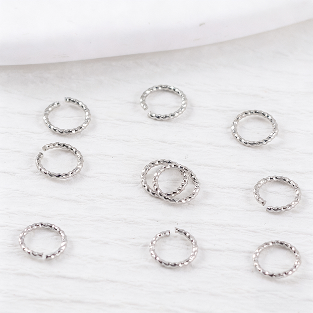 Twisted Open Jump Rings - 18K Real Gold Color Retention Textured Connectors