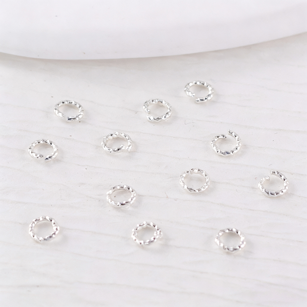 Twisted Open Jump Rings - 18K Real Gold Color Retention Textured Connectors