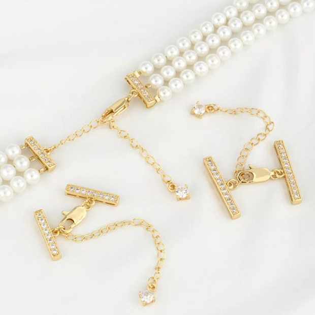 Pave Zirconium Multi-Strand Clasp Collection - Real Gold Color Retention DIY Necklace & Bracelet Clasps