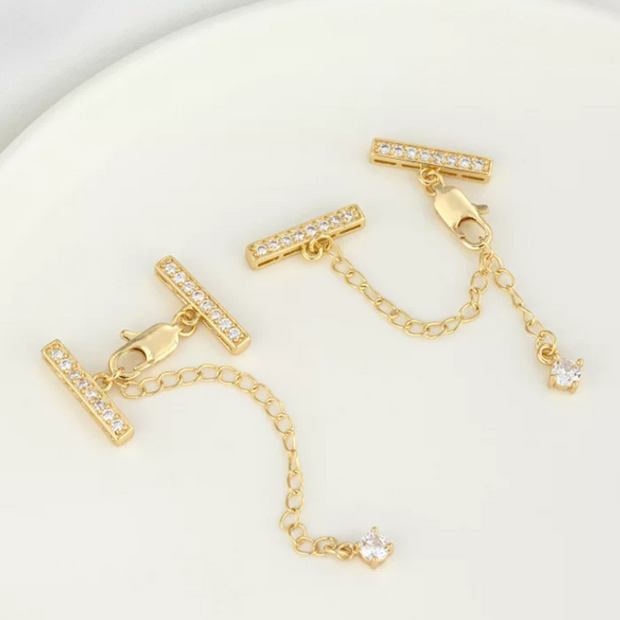 Pave Zirconium Multi-Strand Clasp Collection - Real Gold Color Retention DIY Necklace & Bracelet Clasps